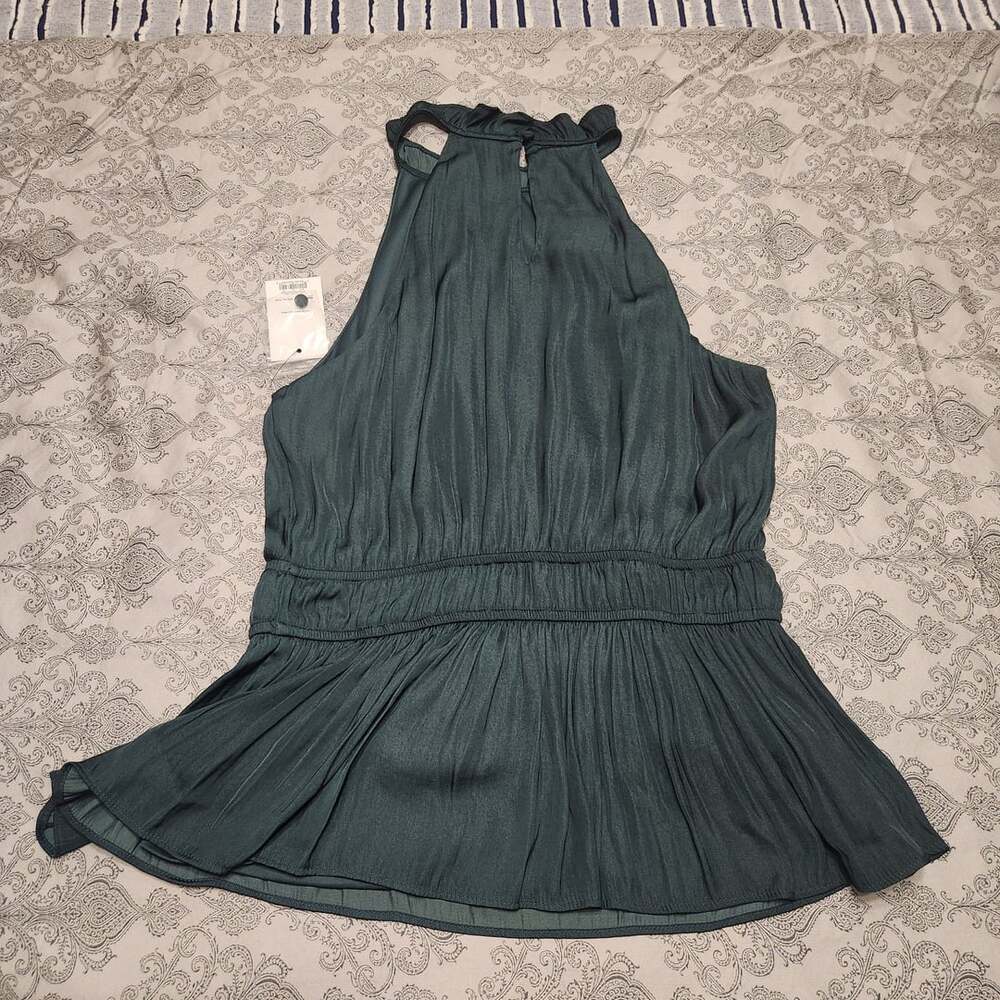 Nine West Halter Peplum Top Size M Green